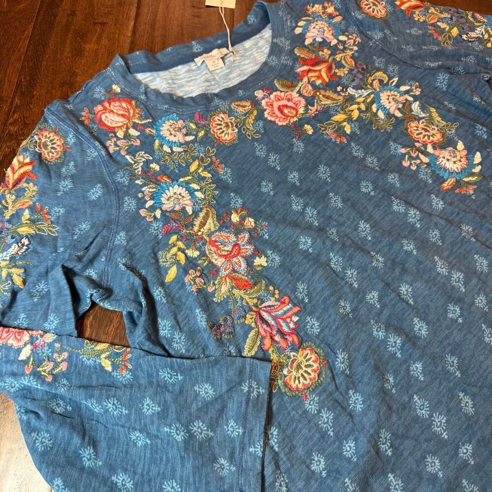 Sundance Embroidered Floral 3/4 Long Sleeve Top size Medium NWT Bohemian Autumn